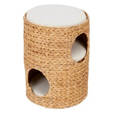 Teamson Pets STAAART 海草編織三層寵物床附墊, 1個, 土黃色+白色