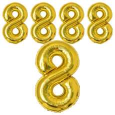 生活King 數字氣球 錫箔氣球 氣球佈置 32吋 鋁膜材質 生日派對 慶祝活動, 金色, 5包