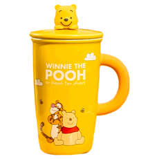 Winnie the Pooh 小熊維尼 歐諾維尼熊, 陶瓷杯, 12.8*18公分(直徑*高), 杯蓋 9.8公分(直徑), DB24-010, 1個