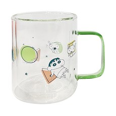 norns 蠟筆小新耐熱玻璃杯 7.7 x 9.7cm 300ml, 睡衣圖案 綠色, 1個