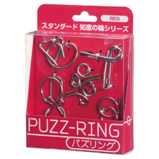 Hanayama 益智金屬環組合包, 5組, 紅色, 1盒
