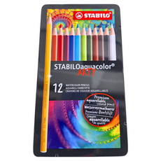 STABILO 思筆樂 Aquacolor 水彩樂色鉛筆鐵盒套裝, 12色, 1盒