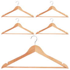 小麥購物 木質防滑衣架 C059 93g, 原木色, 5支