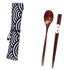 環保餐具(附收納袋), 10組, 木色, 湯匙 + 筷子 + 收納袋