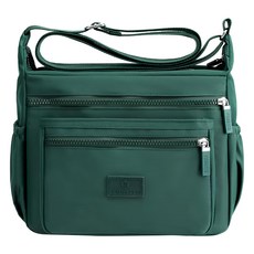 Yuesite 斜背包/肩背包, 驚人收納力, 總共有11個口袋, 26 x 10 x 21cm, 深綠色