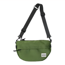 E.City 牛津布半圓休閒肩背腰挎包 黑色/綠色, 29 x 19 x 12cm