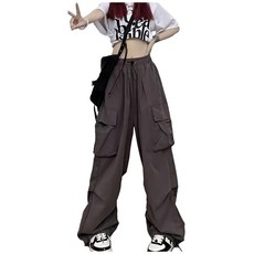 薄款工裝褲, 棉+聚酯纖維, 腰圍30cm, 深灰色, 1件