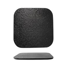 WANDU 瓦讀 石紋平板展示方盤 4519 石紋餐盤 餐廳擺盤, 10吋, 黑色, 1個