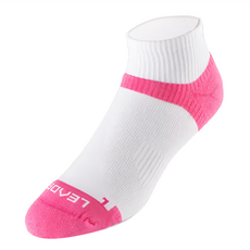 LEADER X 女款 Coolmax 專業排汗除臭機能運動襪 ST06, 白色 + 桃色, 適合腳長23~26cm