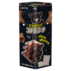 LOTTE 樂天 小熊餅 濃黑巧克力風味, 口感濃郁 內餡可可含量增加25%, 餅乾苦甜適中 低含糖量, 195g, 1盒