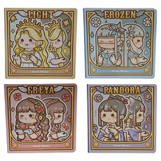 vanibaby 小麻糬魔法方方本 4入組 可愛卡通主題筆記本, Multicolor, 1組
