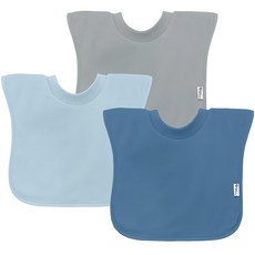 green sprouts 小綠芽 3層吸水防水純棉口水巾吃飯圍兜3件組 藍莓氣泡,柔軟親膚,加大加寬設計, 3條, 1組