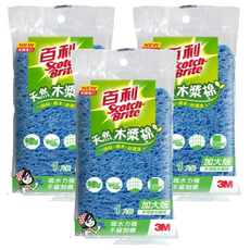3M Scotch-Brite 百利 天然木漿棉 加大版, 顏色隨機, 3個