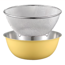 生活采家 韓式網篩料理盆2件組 清洗浸水/沙拉盆/盛物清洗/乾貨泡發, 1組