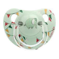 Suavinex 蘇維妮 人體工學天然橡膠奶嘴，第二階段 (6個月以上)，薄荷色, 綠色大象, 1個