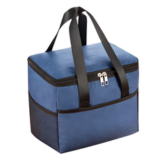 大容量 大開口方形保溫保冰野餐袋, 藏青色