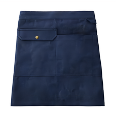 BRUNO 半身帶釦口袋圍裙 牛仔藍 釦式可調腰帶 4置物口袋, 1件