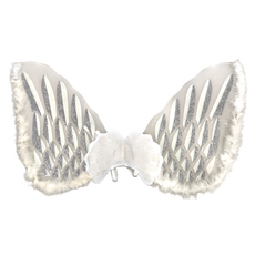摩達客 COSPLAY派對變裝扮 白色大天使翅膀道具, 56x100cm 絲襪布羽毛, MH220702008, 1個