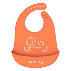 哩哩摳摳 LILIKOKO 兒童吃飯圍兜, 矽膠材質 易洗易乾 可折疊收納 柔軟 適用年紀0~5歲, 橘色, 1個