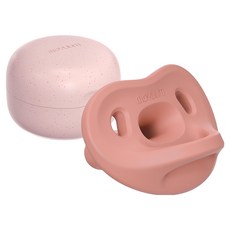 MOYUUM 全矽膠微笑奶嘴收納盒組, 6個月以上, 莓果紅, 1組