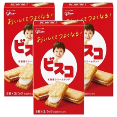 glico 格力高 Bisco 必思可 牛奶夾心餅乾, 64.5g, 3盒