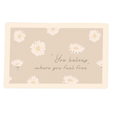 PVC防油防水皮革地墊 短款, 75 x 45cm, 奶茶小雛菊, 1個