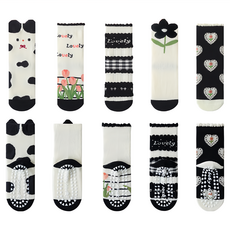 愛北鼻 兒童 中筒點膠止滑襪5件組