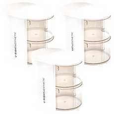 美得像專櫃 旋轉粉撲收納盒 雙層 白色 3個 - 化妝海綿