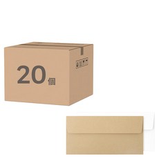 2Youngdesign 簡約橫式信封 Set 20個 170x85 毫米 10入+10入 韓國製造, 牛皮 + 白色