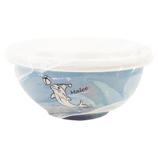 ZEBRA THAILAND PE蓋不鏽鋼兒童碗 附湯匙, 250ml, 藍色, 1組