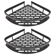 免打孔省空間大容量三角置物架, 優質太空鋁材質, 護欄設計, 黑色/銀色, 2個