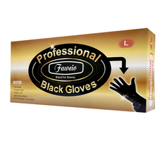 FAWEIO 髮葳鵝 黑色手套，20個裝，L碼，可重複使用，無粉，捲邊袖口，紋理表面，迷彩顏色, 黑色, 1盒