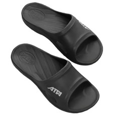 ATTA 運動風簡約休閒拖鞋, 台灣製造, 無毒防滑厚底舒適, 黑色, 50~100mm