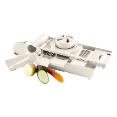 GHIDINI Mano收納盒 + 5in1手握式刨切組, 420/304不鏽鋼, ABS/PP塑料, 31.2 x 13.7 x 9.5cm, 白色, 1組