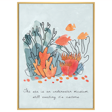 BOLUO GALLERY 菠蘿選畫所 珊瑚與魚群 III ANSD3413D 掛畫, 木色