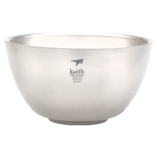 Keith Titanium 鎧斯 純鈦輕量環保雙層鈦碗 Ti5354 14.5 x 8cm 550ml, 銀色, 1個