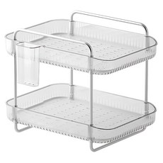 SHCJ 生活采家 輕奢桌面瀝水收納置物架 適用多場景, 2層, 透明白, 1組
