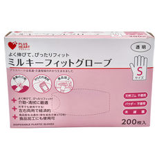 PLUS HEART 一次性塑膠手套 透明款 S, 200片, 1盒