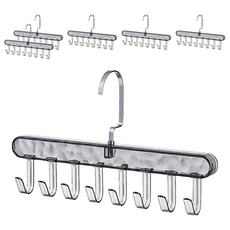 SP SAUCE 省空間8連勾吊帶衣架 PET樹脂+不鏽鋼掛勾 透明灰色, 6個