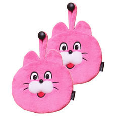 ZIZONE 粉色貓咪造型擦手巾, 21.5x21.5公分 聚酯纖維, 2個, 1入