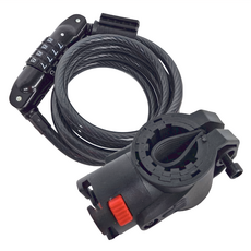 SAPIENCE 8mm自行車4位自訂密碼鎖 附固定座, 黑色, 1個