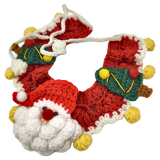 LUMAO 聖誕萌寵手工編織俏皮造型寵物圍脖 毛線項圈 聖誕老人, L, 1個