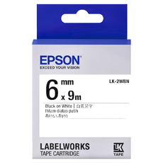 EPSON 標籤帶 LK-2WBN C53S652401 6mm, 白底黑字, 9m