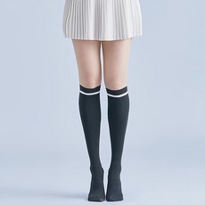 DONATI 高級雙色條紋及膝高爾夫絲襪 40D, 1個, 黑色過膝長筒襪