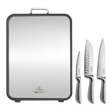 WAGENSTEIGER 施密特刀具3件+不鏽鋼雙面砧板組, 4件, 主廚刀, 三德刀, 削皮刀, 雙面砧板