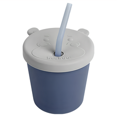 haakaa 矽膠河馬吸管水杯組 150ml, 6個月以上幼兒適用, 紐西蘭設計, 1組, 藍色