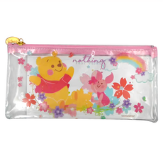 Winnie the Pooh 小熊維尼 櫻花透明文件收納袋, 維尼小豬 粉色, 1個