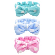 AHOYE 蝴蝶結洗臉髮帶3件組, 混合顏色, 1組