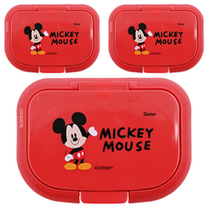 Skater 銀離子濕紙巾蓋 10.8 x 7.8 x 1.4cm, 米奇 紅色, 3個