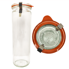 WECK 905玻璃瓶 附蓋 橡膠秘密封圈 + 不鏽鋼夾 2個 H3122-17, 600ml, 1罐